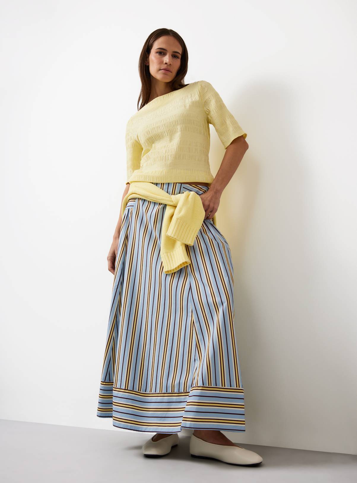 Yellow Textured Stripe Co-ord Top 6 - Image 2